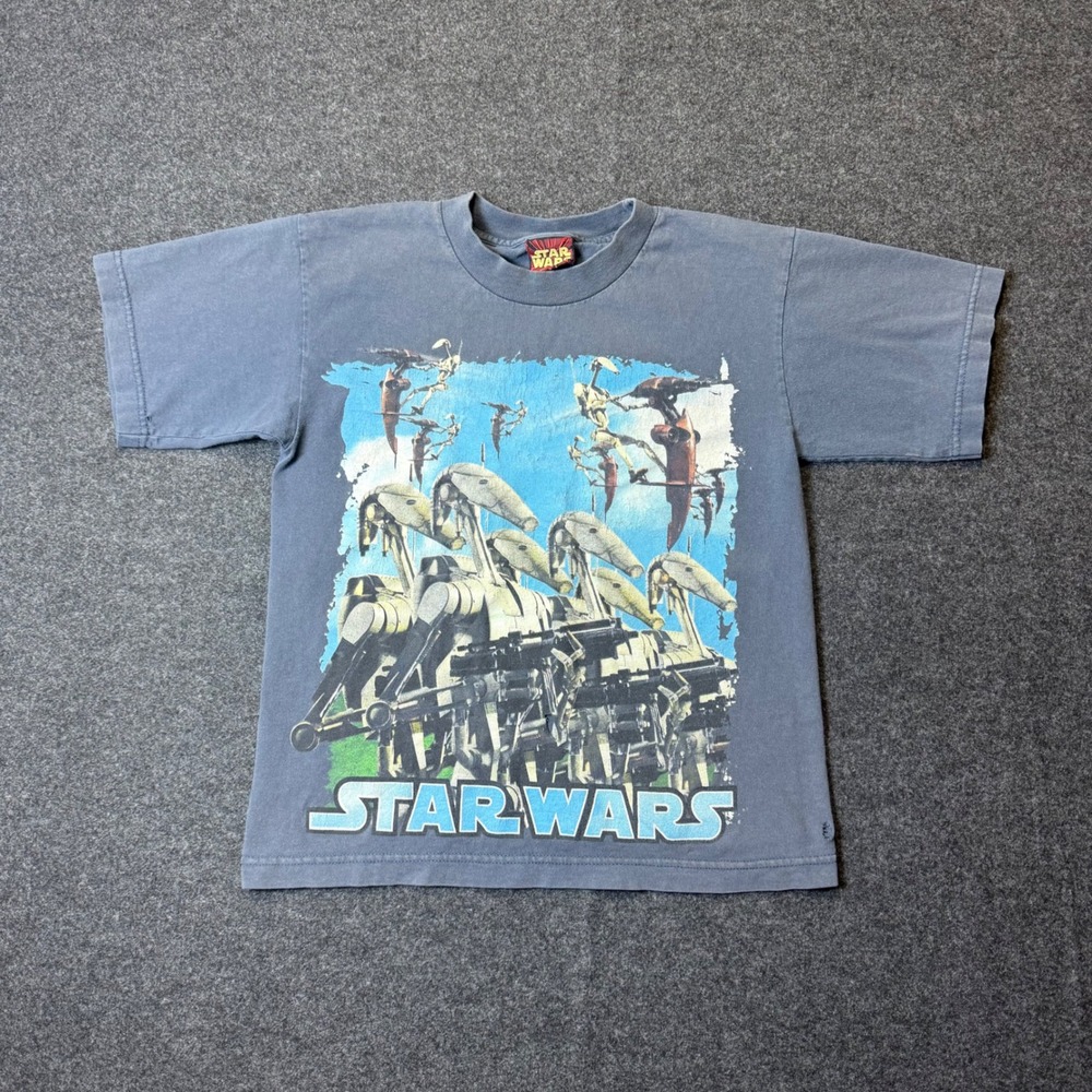 Star Wars T-Shirt M Blue Battle Droid Vintage 90s Phantom Menace Tee